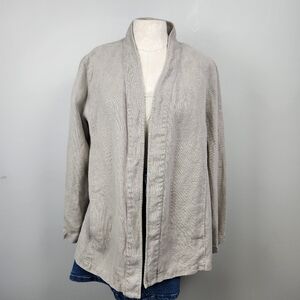 Eileen Fisher Raw Linen Blazer Fits Medium Large Boho Beach  Lagenlook